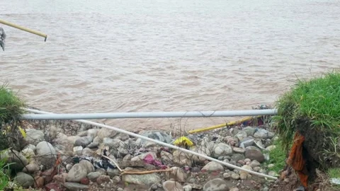 Flood in the river due to heavy rainfall Stock-Footage 316143149