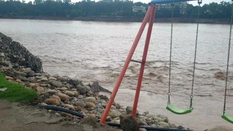 Flood in the river due to heavy rainfall Stock-Footage 316143173