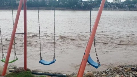Flood in the river due to heavy rainfall Stock-Footage 316143191