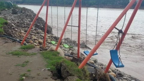 Flood in the river due to heavy rainfall Stock-Footage 316143208