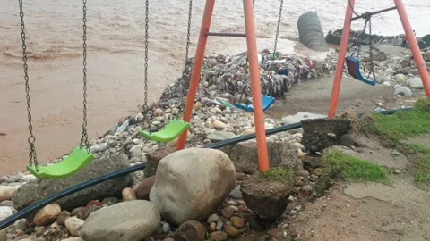 Flood in the river due to heavy rainfall Stock-Footage 316143380