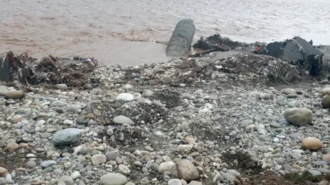 Flood in the river due to heavy rainfall Stock-Footage 316143449