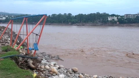 Flood in the river due to heavy rainfall Stock-Footage 316143485