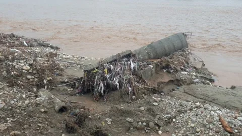 Flood in the river due to heavy rainfall Stock-Footage 316143520
