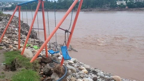 Flood in the river due to heavy rainfall Stock-Footage 316143717