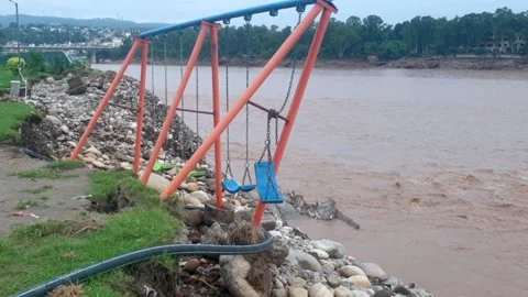 Flood in the river due to heavy rainfall Stock-Footage 316143721