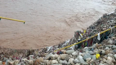 Flood in the river due to heavy rainfall Stock-Footage 316143780