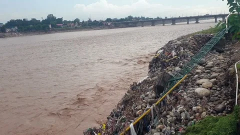 Flood in the river due to heavy rainfall Stock-Footage 316143845