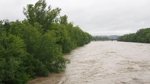 Flood at the river enns in upper austria 库存影片 126988125