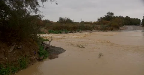 Flood River  Mud warer on rhe road Stock Footage 45759530