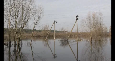 	The flood of the river in the spring. Stock Footage 269712819