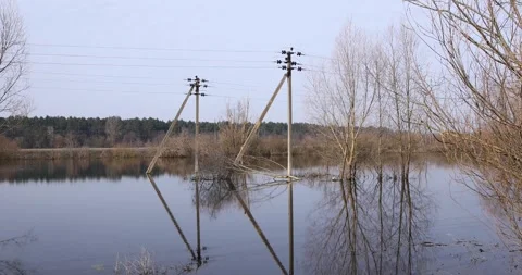 The flood of the river in the spring. Stock Footage 269712840