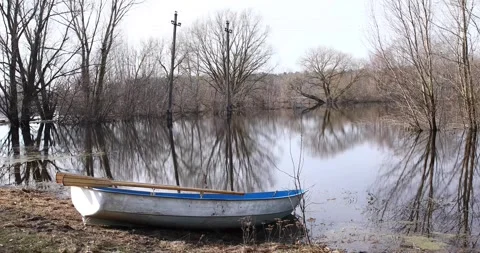 The flood of the river in the spring. Stock Footage 269712853