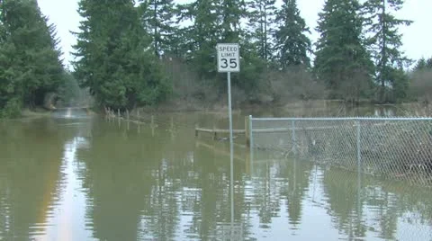 Flood on road Stock Footage 11636072