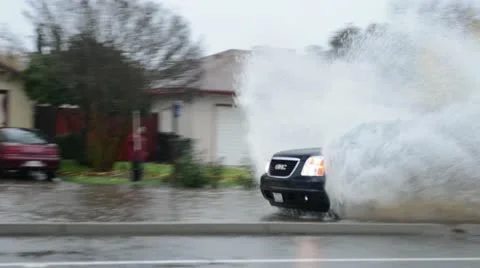 Flood in the road Stock Footage 15864197