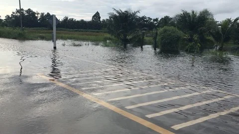 Flood road Stock Footage 90958859