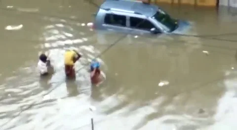 Flood scene in India Stock Footage 118207857