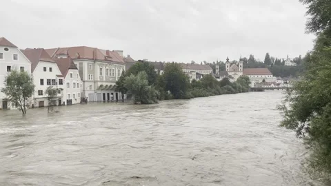 Flood in th old town of steyr Stock Footage 294506773