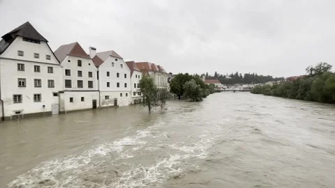 Flood in th old town of steyr Stock Footage 294507265