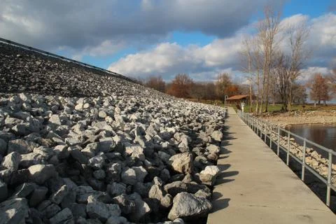 Flood wall rocks Stock Photos
