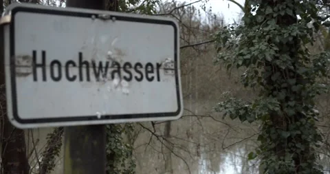 Flood warning sign focus shift pan right 動画素材 147752242