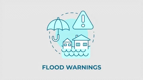 Flood warnings blue concept icon animation Stock Footage 341022558