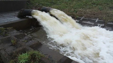Flood Water Drainage Stock Footage