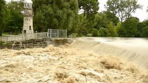 Flood Water from Rain Storm Video stock 77769019