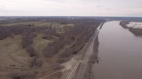 Flood waters and tracks Stock Footage 105424977