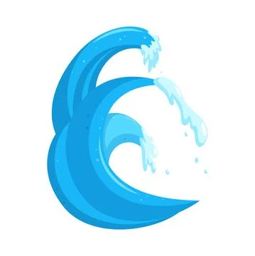 Flood waves element. Tsinami storm wave isolated in white background. Vector Stock Illustration