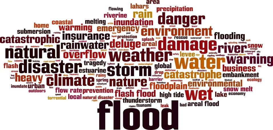 Flood word cloud Stock Illustration