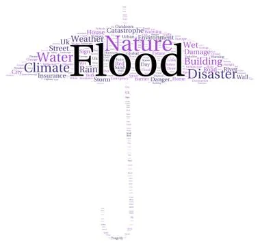 Flood word cloud shape Stock Illustration