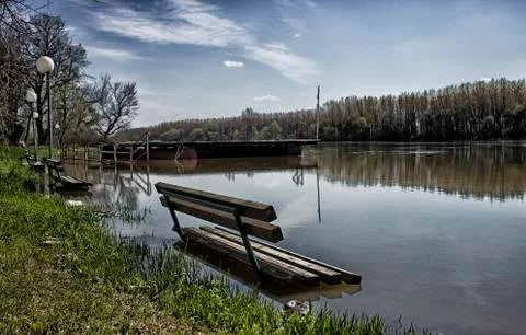 Flooded bench1 Stock-Fotos