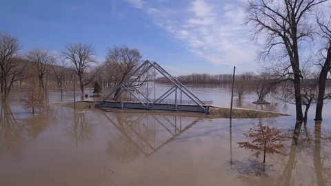Flooded Bridge Stock Footage 105421460