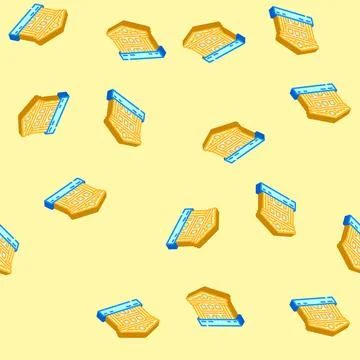 Flooded building disaster isometric icon seamless pattern Ilustración de archivo