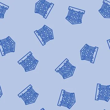 Flooded building disaster line vector seamless pattern Stock Illustration