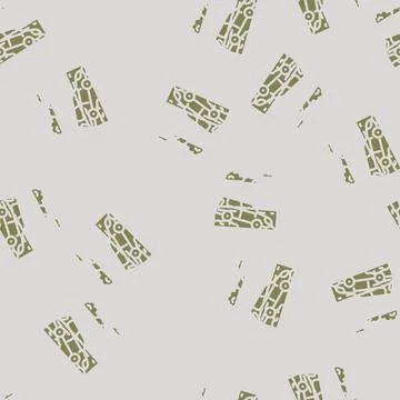 Flooded car disaster glyph vector seamless pattern イラスト素材