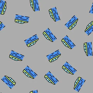 Flooded car disaster vector seamless pattern Stock Illustration