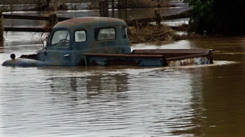 Flooded car. Flood. Stock Footage 37162059