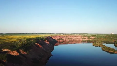 Flooded dolomite quarry Stock Footage 250928824