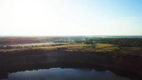 Flooded dolomite quarry Stock Footage 250929653