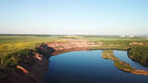 Flooded dolomite quarry Stock Footage 250929660