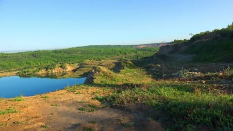 Flooded dolomite quarry Stock Footage 250930660