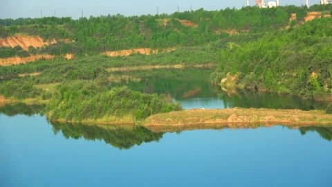 Flooded dolomite quarry Stock Footage 250930825