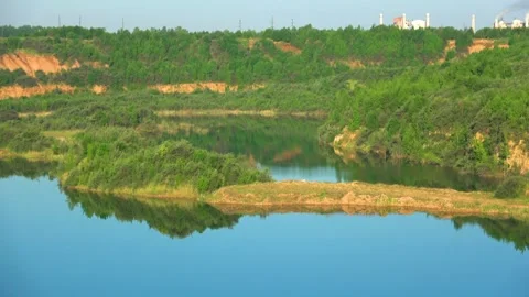 Flooded dolomite quarry Stock Footage 250930866