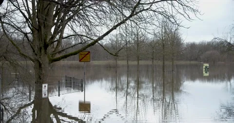 Flooded entrance to the arable pan right Stock Footage
