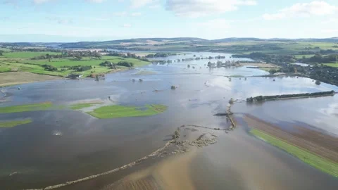 Flooded farm Fields - Mains of Drum Scotland 13/12/2023 Video stock 302464559