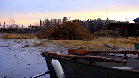 The flooded farm Stock Footage 74957873