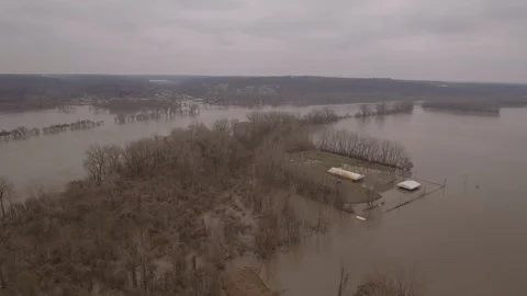 Flooded farm Stock Footage 105423404