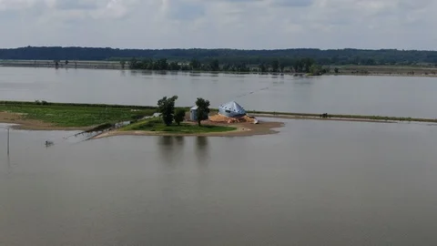 Flooded farmlands Stock Footage 114750551